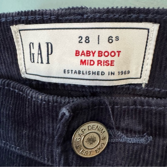 GAP Baby Boot Mid Rise Navy Blue Corduroy Pants. Women’s 28 or 6S - Picture 3 of 11